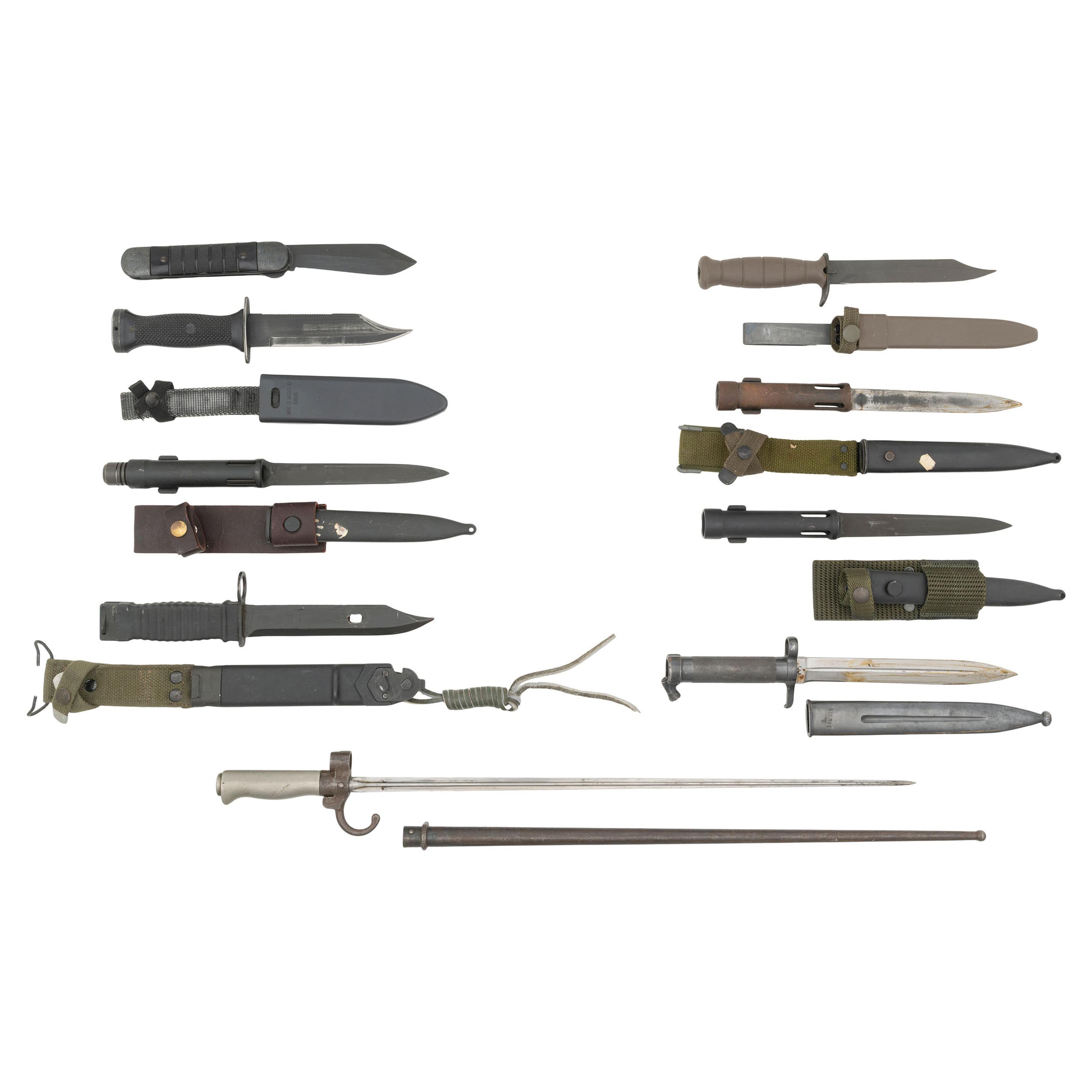 Lot of Nine Bayonets and Fighting Knives