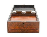 An English Burlwood Dressing Box, Width 12 inches.