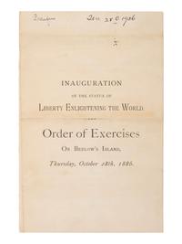 [NEW YORK]. A group of 3 items celebrating the unveiling of the Statue of Liberty, incl. Tiffany invitation, silk souvenir ribbon, and program.