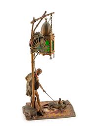 An Austrian Cold-Painted Bronze Animal Trainer Lamp — CIRCA 1900