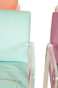 Eight Lucite and Upholstery Open Armchairs
