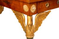An Austrian Empire Style Fruitwood Veneered, Painted and Parcel Gilt Bureau Plat