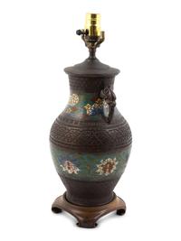 A Cloisonné Vase Mounted as a Lamp