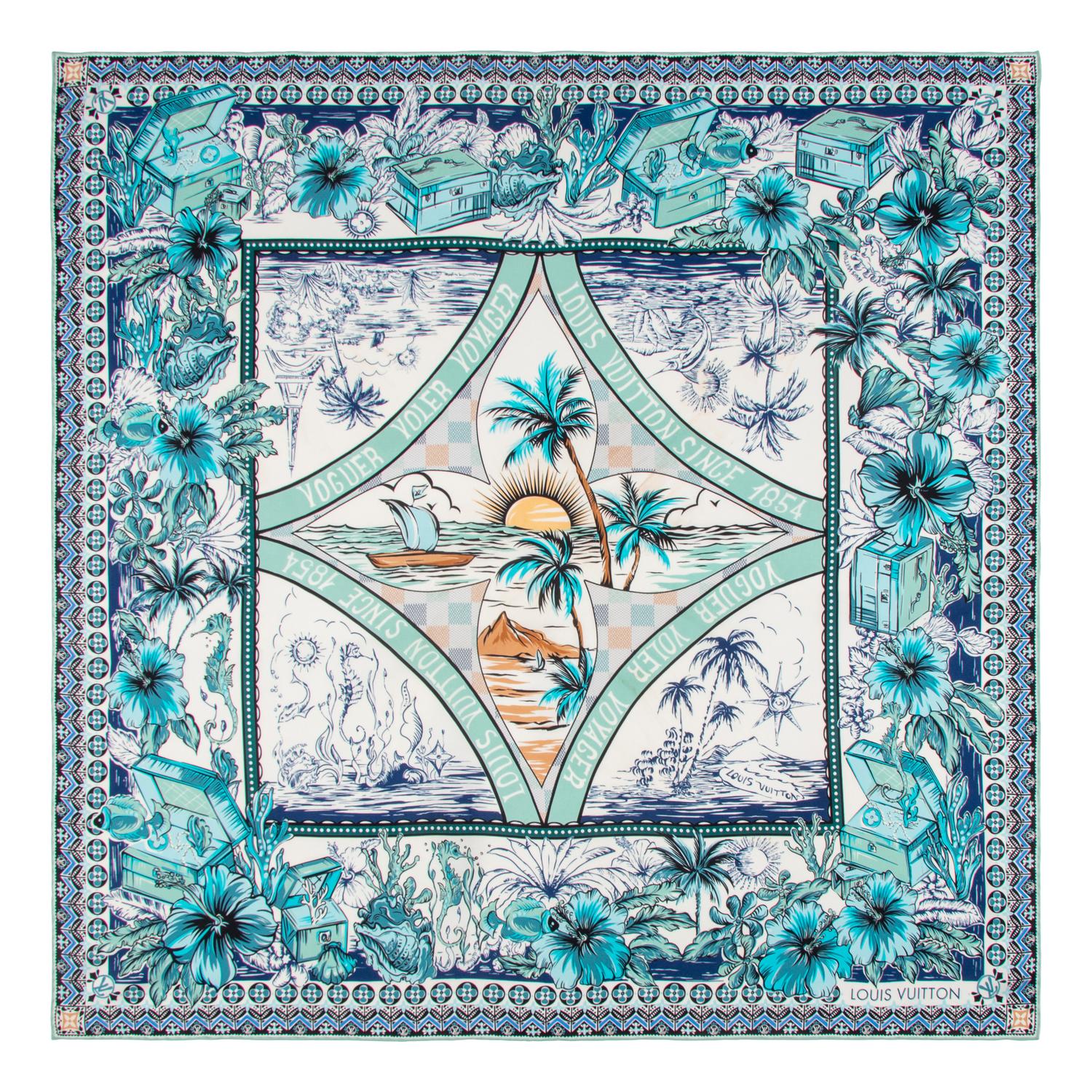 DIOR & LOUIS VUITTON, THREE PRINTED SILK SCARVES