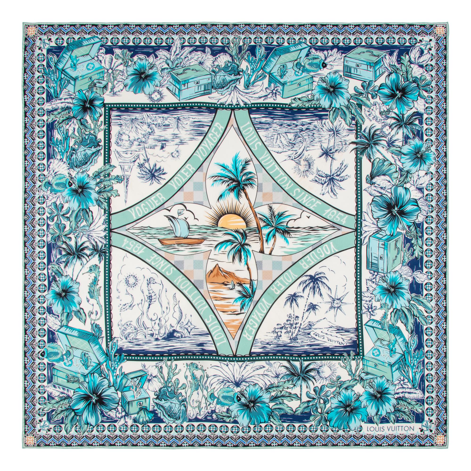 DIOR & LOUIS VUITTON, THREE PRINTED SILK SCARVES
