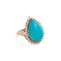 SYNTHETIC TURQUOISE AND DIAMOND RING