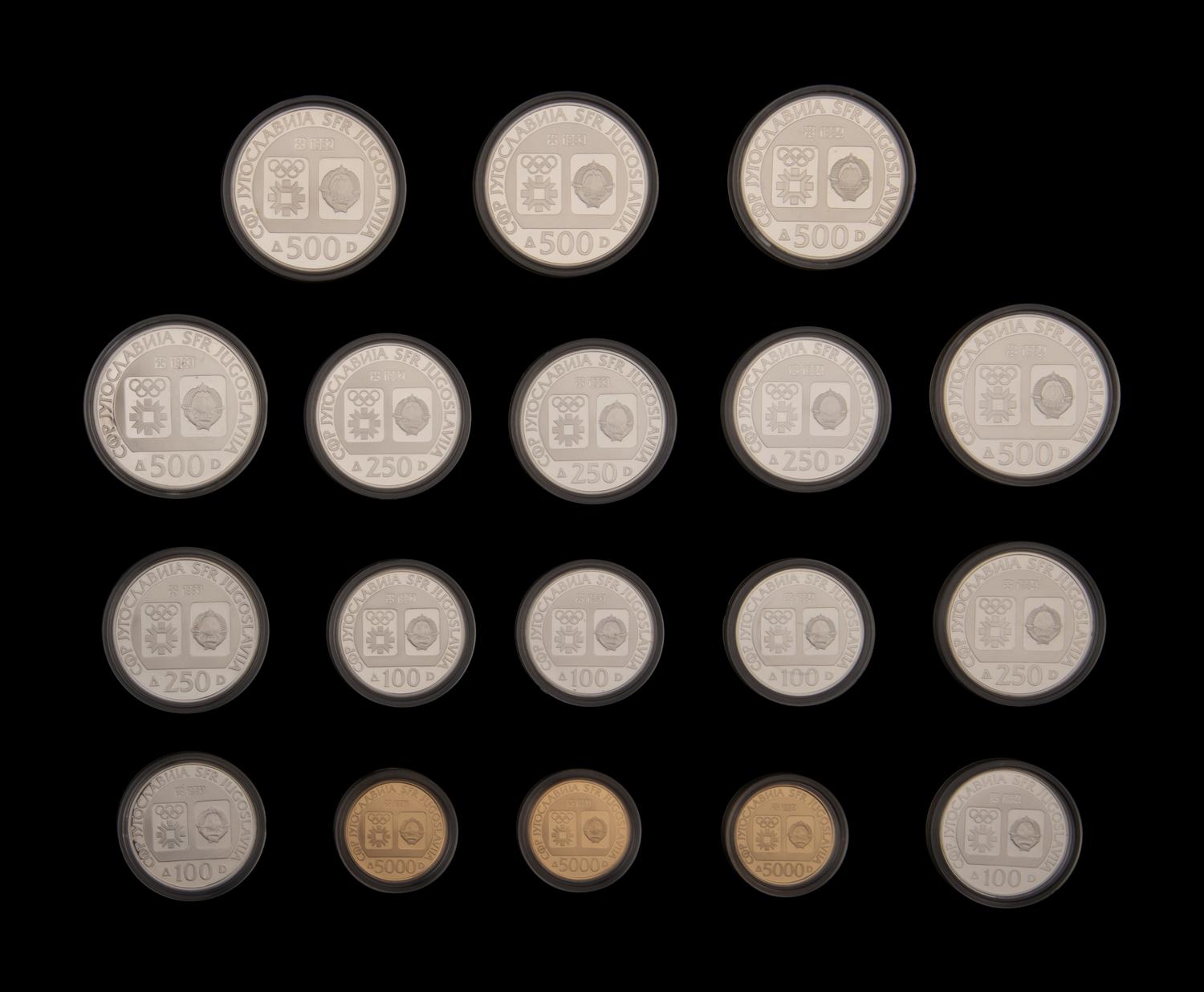 [YUGOSLAVIA] An 18-Coin 1984 Winter Olympic Games Commemorative Gold and Silver Proof Set