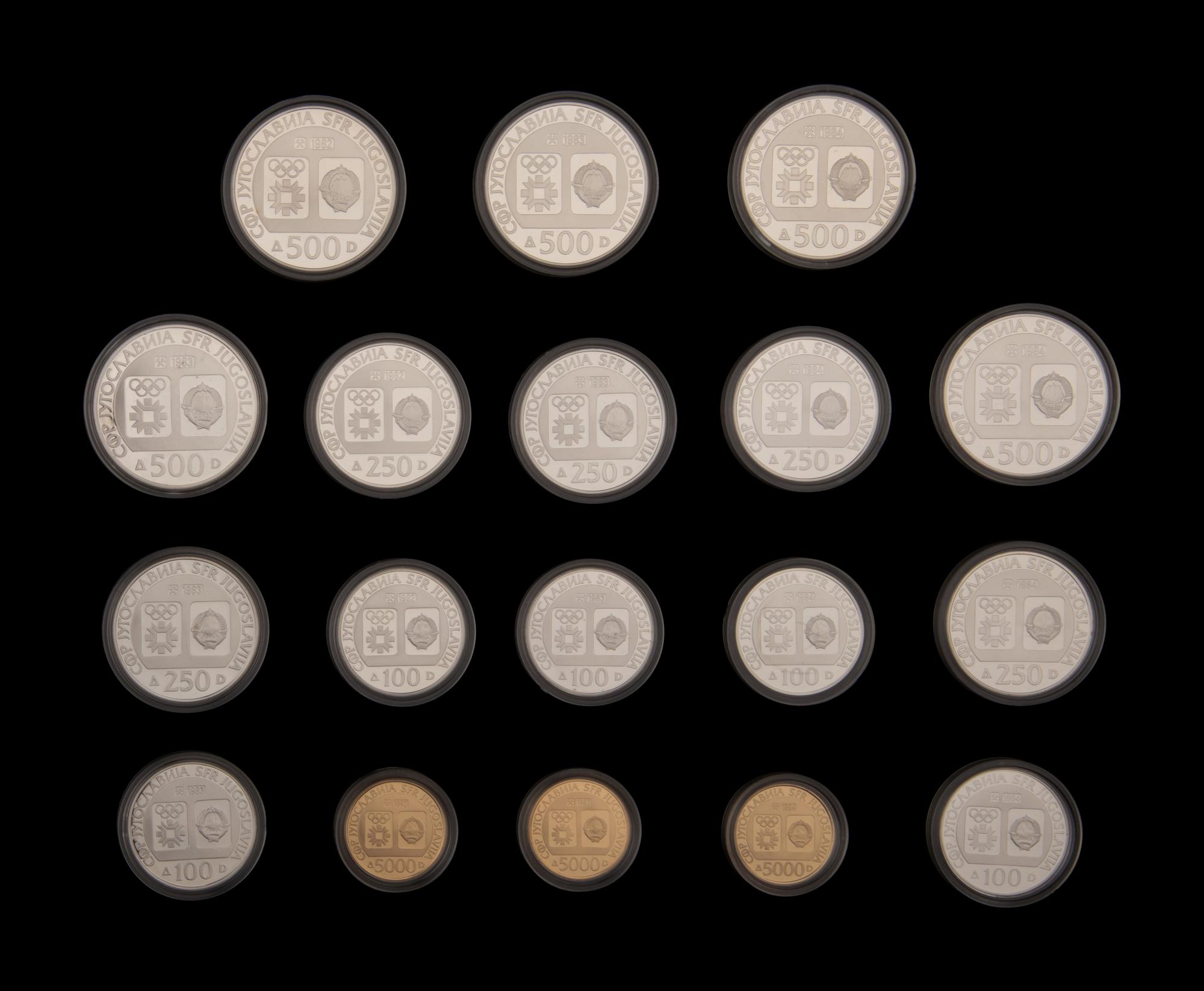 [YUGOSLAVIA] An 18-Coin 1984 Winter Olympic Games Commemorative Gold and Silver Proof Set