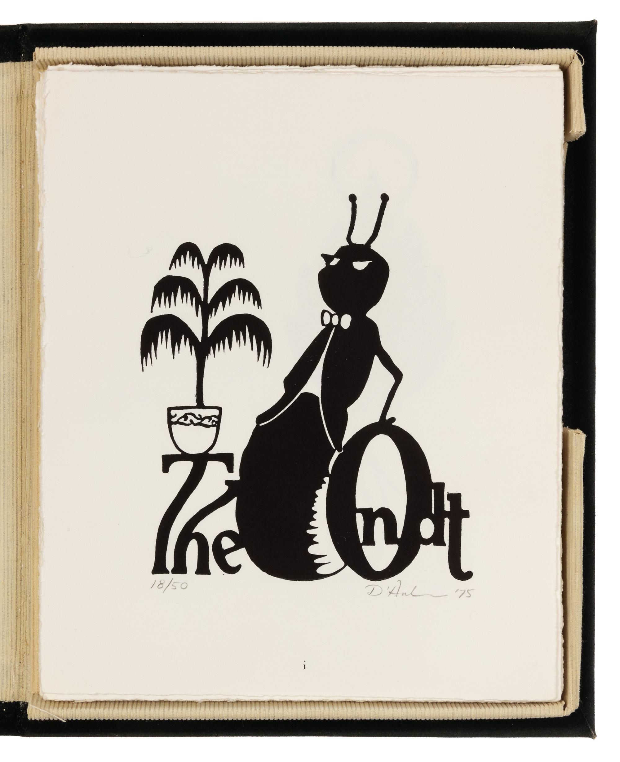 [FINE PRESS]. JOYCE, James. -- Joseph J. D'AMBROSIO, illustrator. The Ondt and the Gracehoper. From two Tales of Shem and Shuan. 1975.