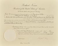 [Presidential] Nixon, Richard. Partially-printed document, signed