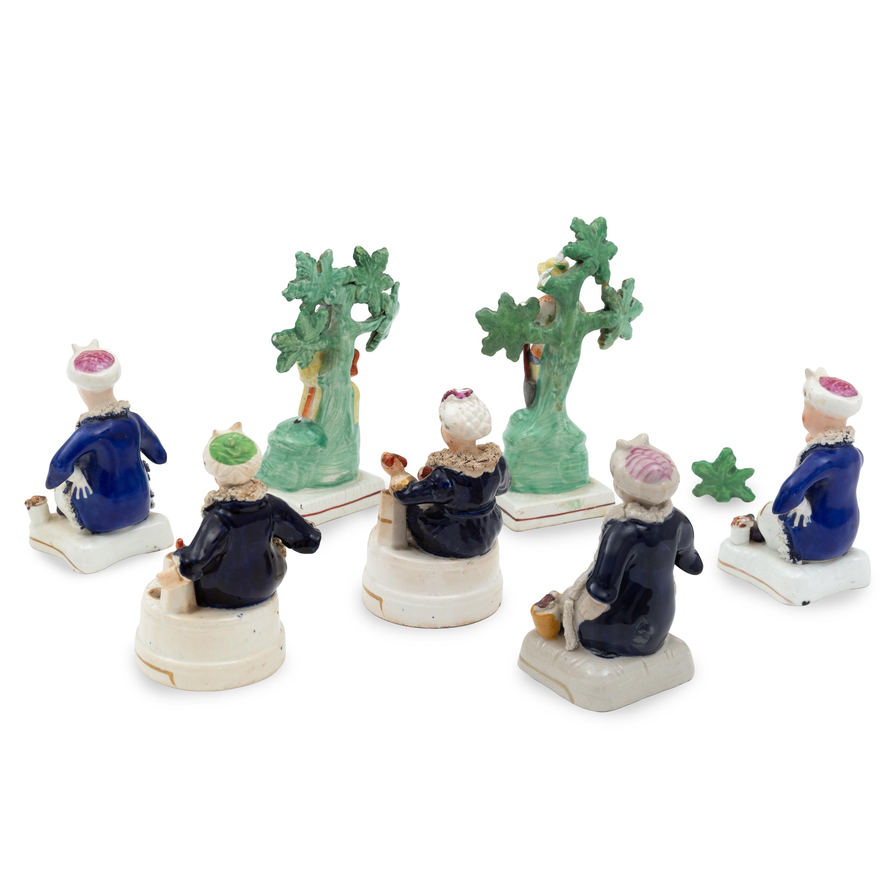 A Seven Staffordshire Pottery Figures