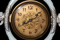 An Edward I. Farmer White Jade and Silver Mounted Chinoiserie Desk Clock, Circa 1930 Edward I. Farmer約1930年製中國風白玉童子座鐘