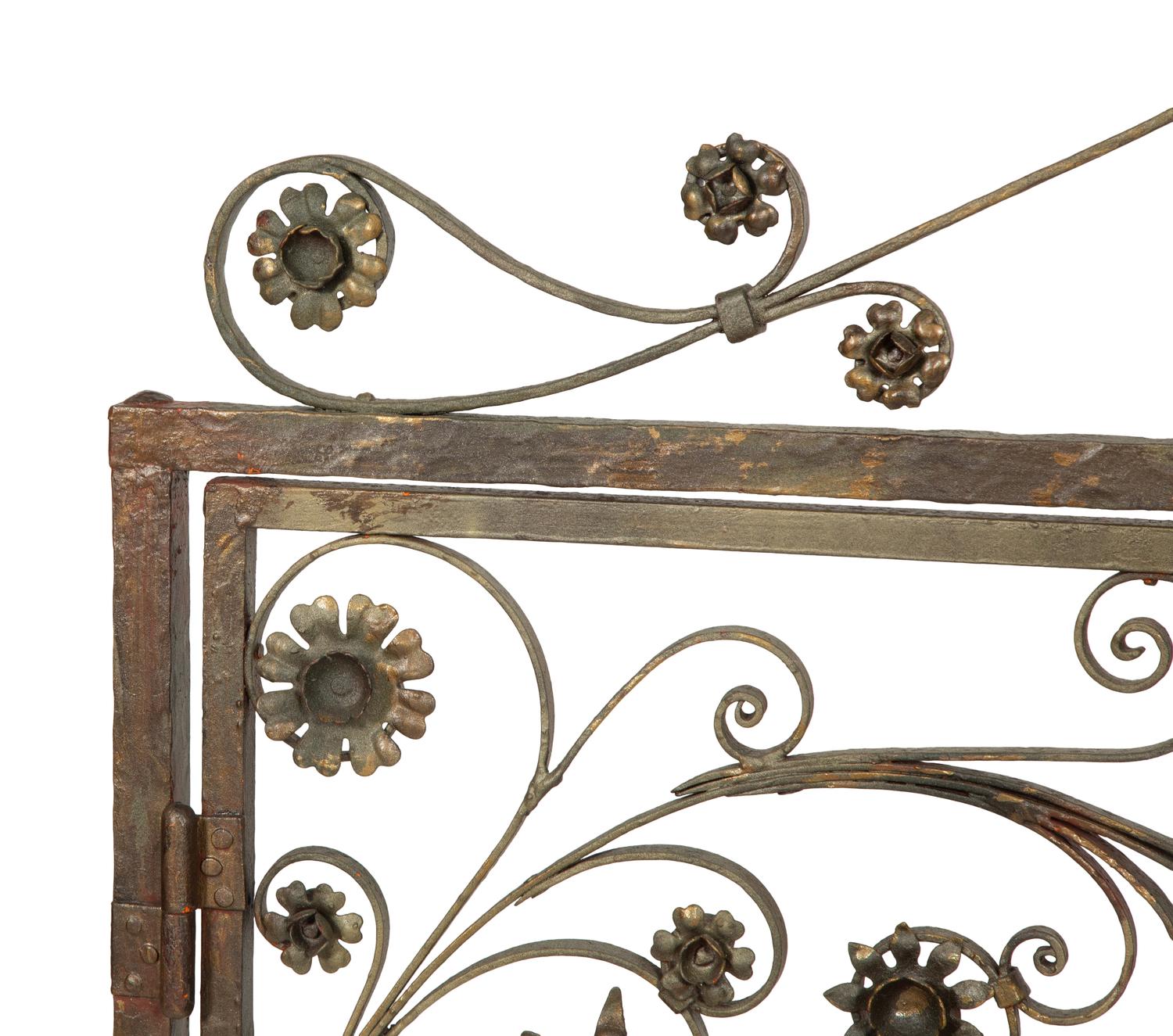 A Pair of Bronze Fireplace Gates from a Maurice Fatio-Designed Palm Beach House