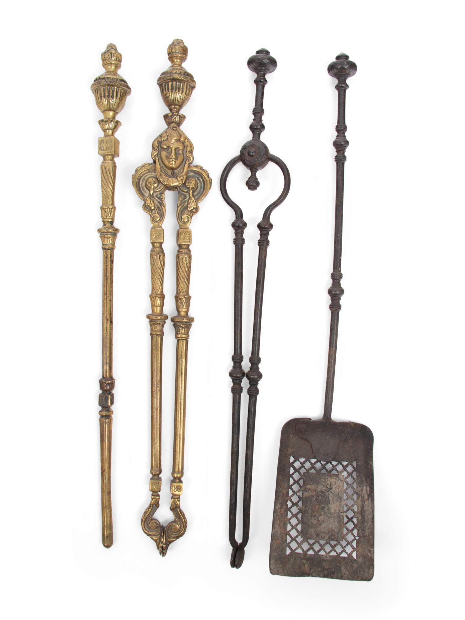 Two Sets of French Fireplace Tools