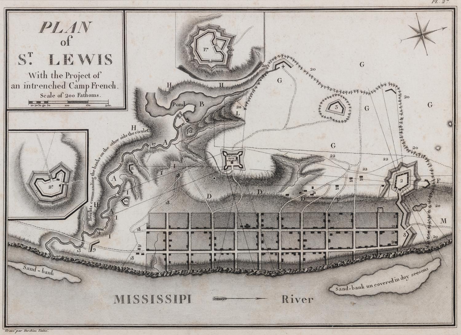 COLLOT, George Henri Victor (1750-1805). Plan of St. Lewis With the Project of an intrenched Camp French. Paris, [1796-]1826.