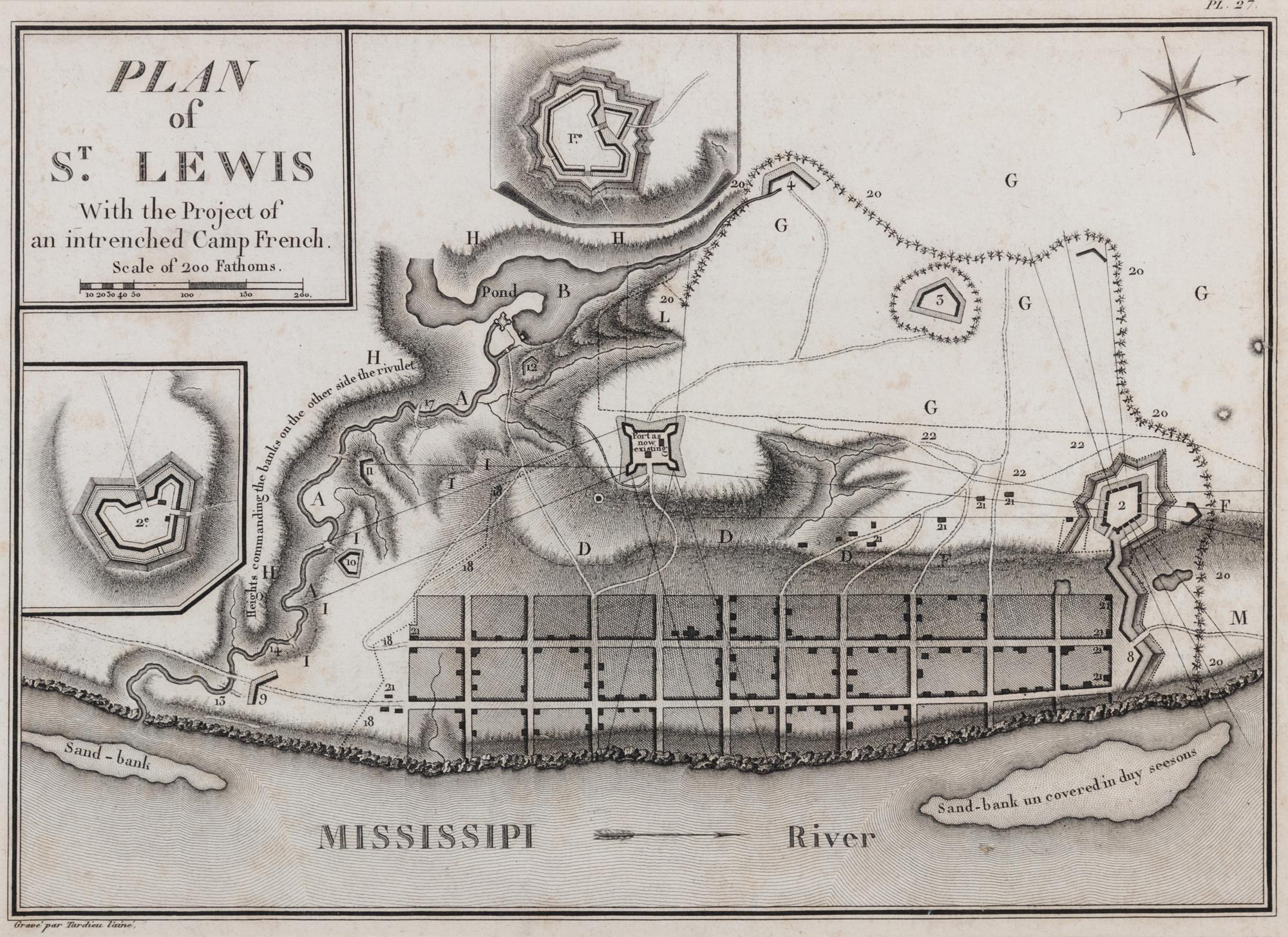 COLLOT, George Henri Victor (1750-1805). Plan of St. Lewis With the Project of an intrenched Camp French. Paris, [1796-]1826.