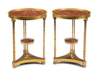 A Pair of Gilt Bronze and Marble Side Tables
