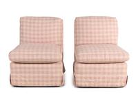 A Pair of Custom Upholstered Slipper Chairs