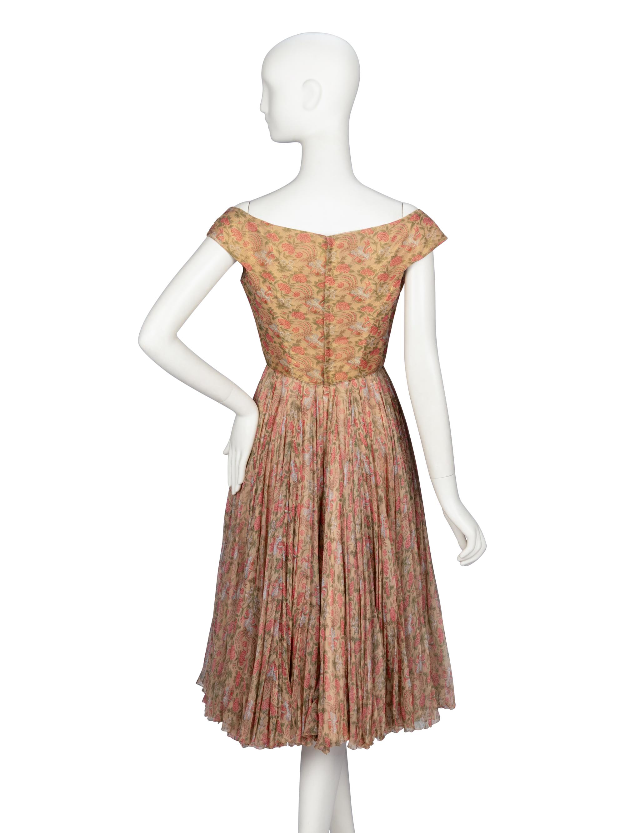 Galanos, Floral Chiffon Dress