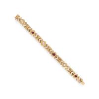 DIAMOND, RUBY, AND YELLOW GOLD BRACELET