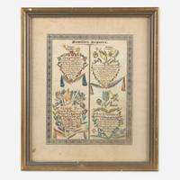Carl Friedrich Seybold (active c. 1818-1843) Fraktur: Family Register for the Hertzler Family of Lancaster Township, Lancaster County, PA, circa 1843