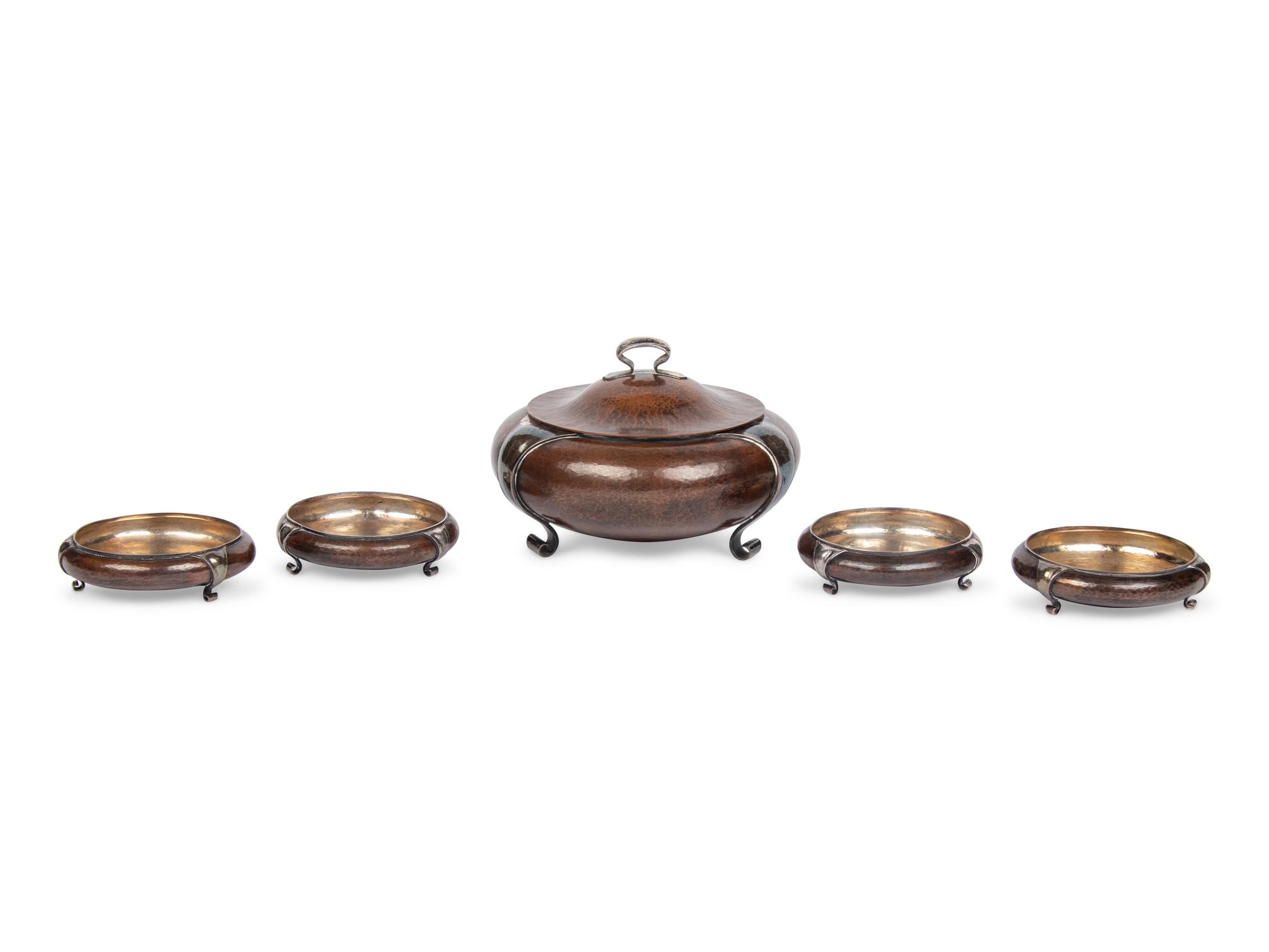 A Set of Copper and Silver Table Articles