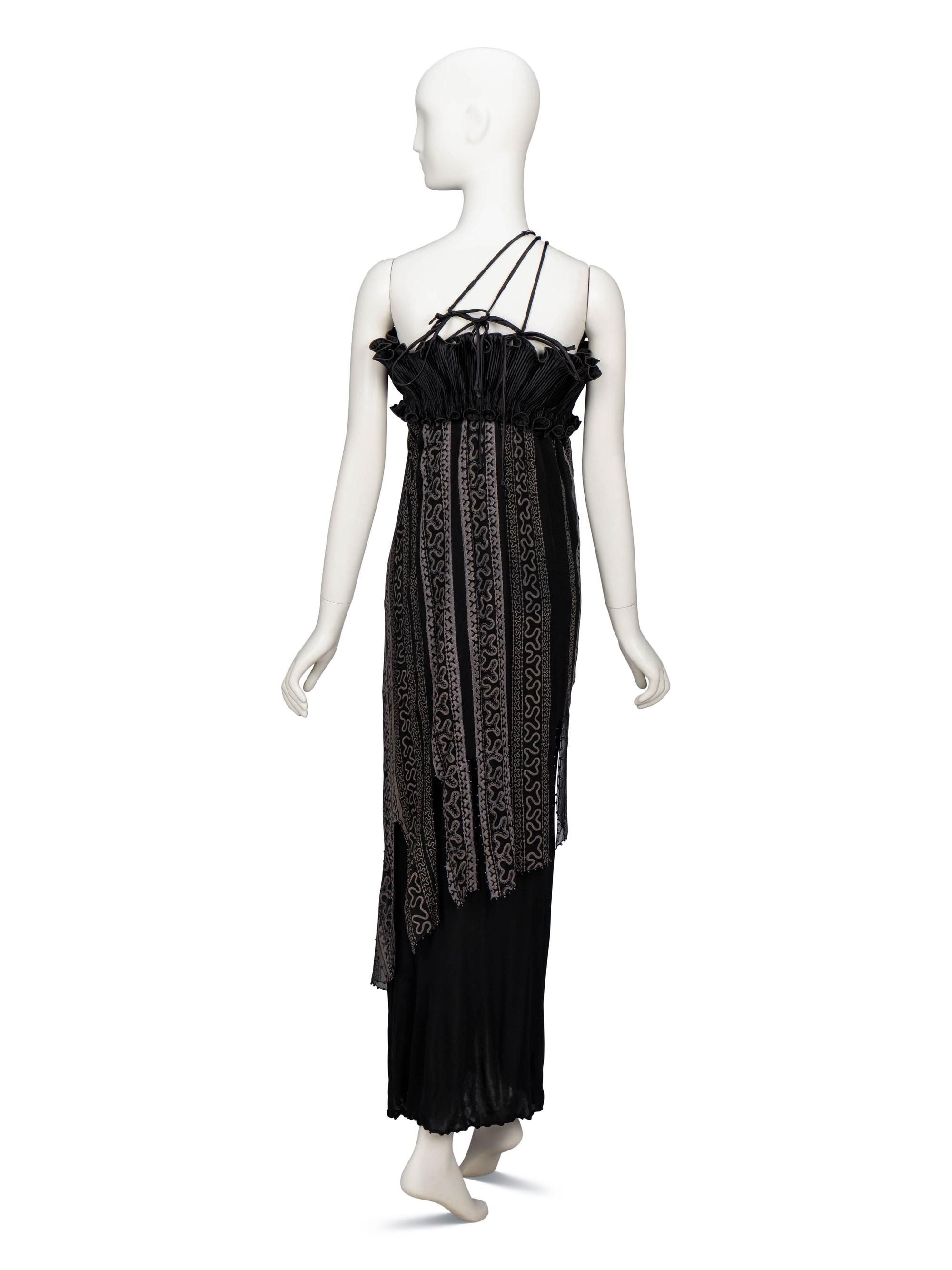 Zandra Rhodes, Black Painted Silk Evening Dress