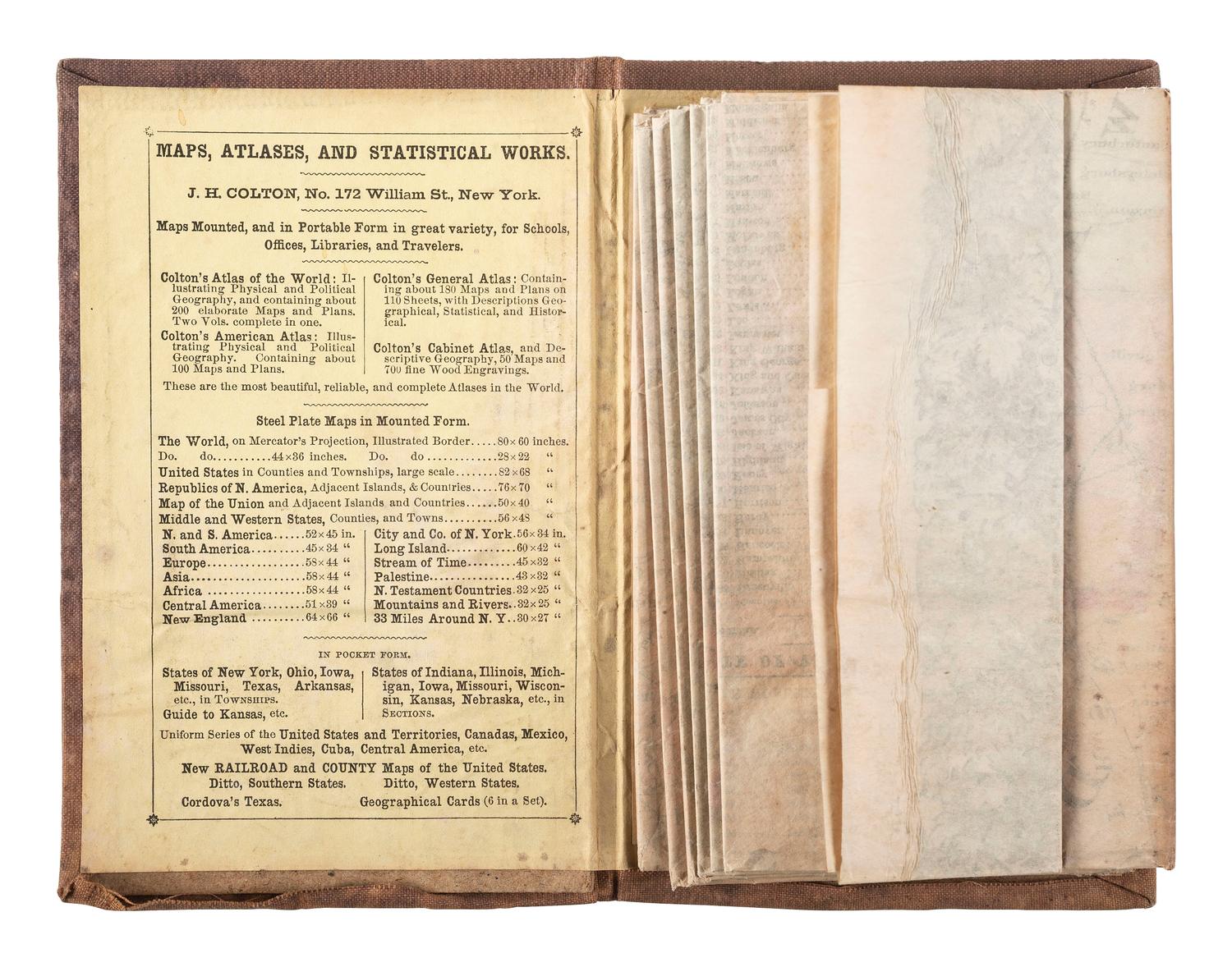 [MAPS & ATLASES]. COLTON, J.H. (1800-1893). Colton's New Topographical Map of The States Of Virginia, Maryland and Delaware, Showing Also Eastern Tennessee & Parts Of Other Adjoining States. New York: Colton, 1862.