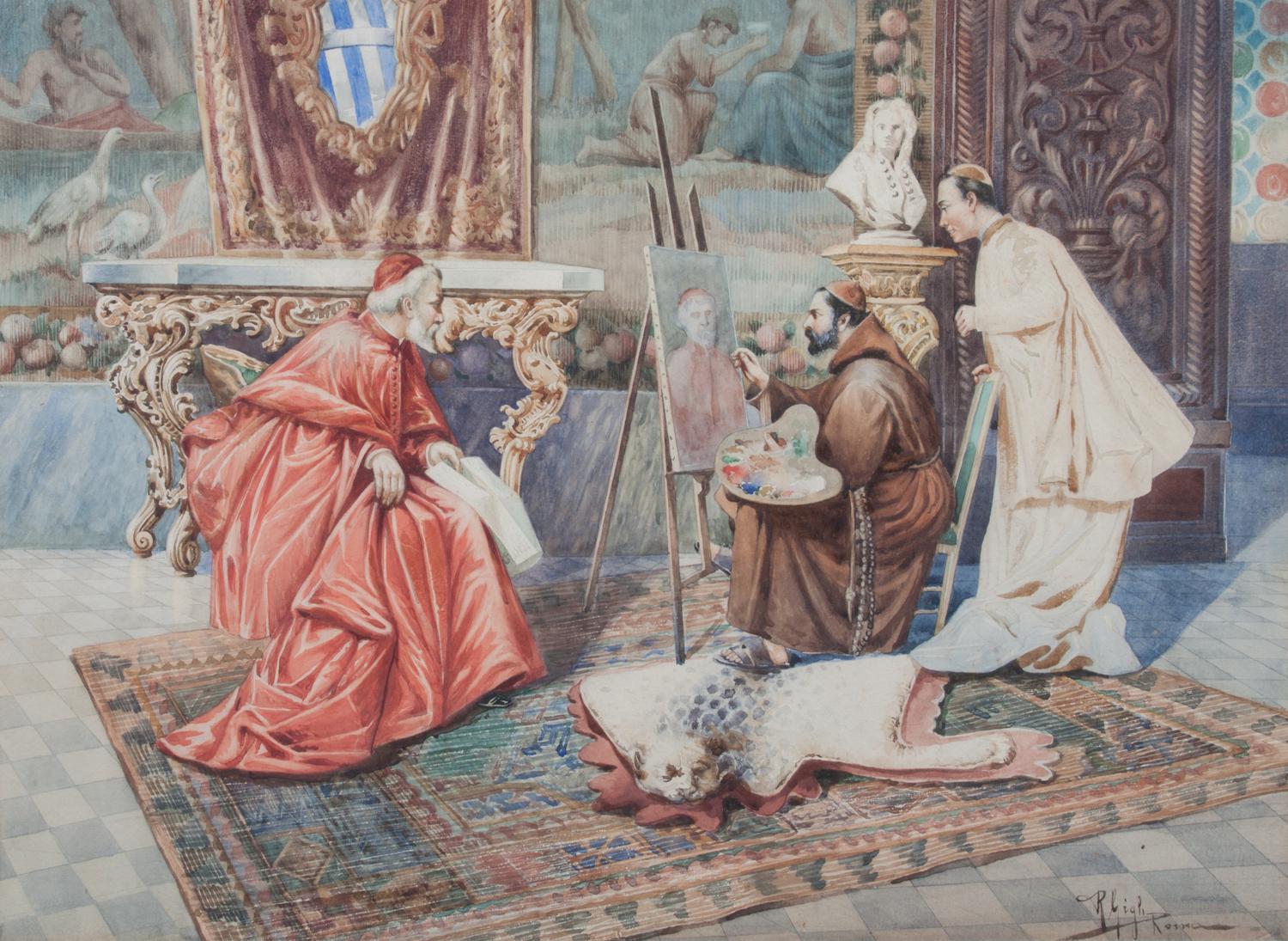 Roberto Giglio, (Italian, 1846-1922), A Cardinal Sitting for His Portrait