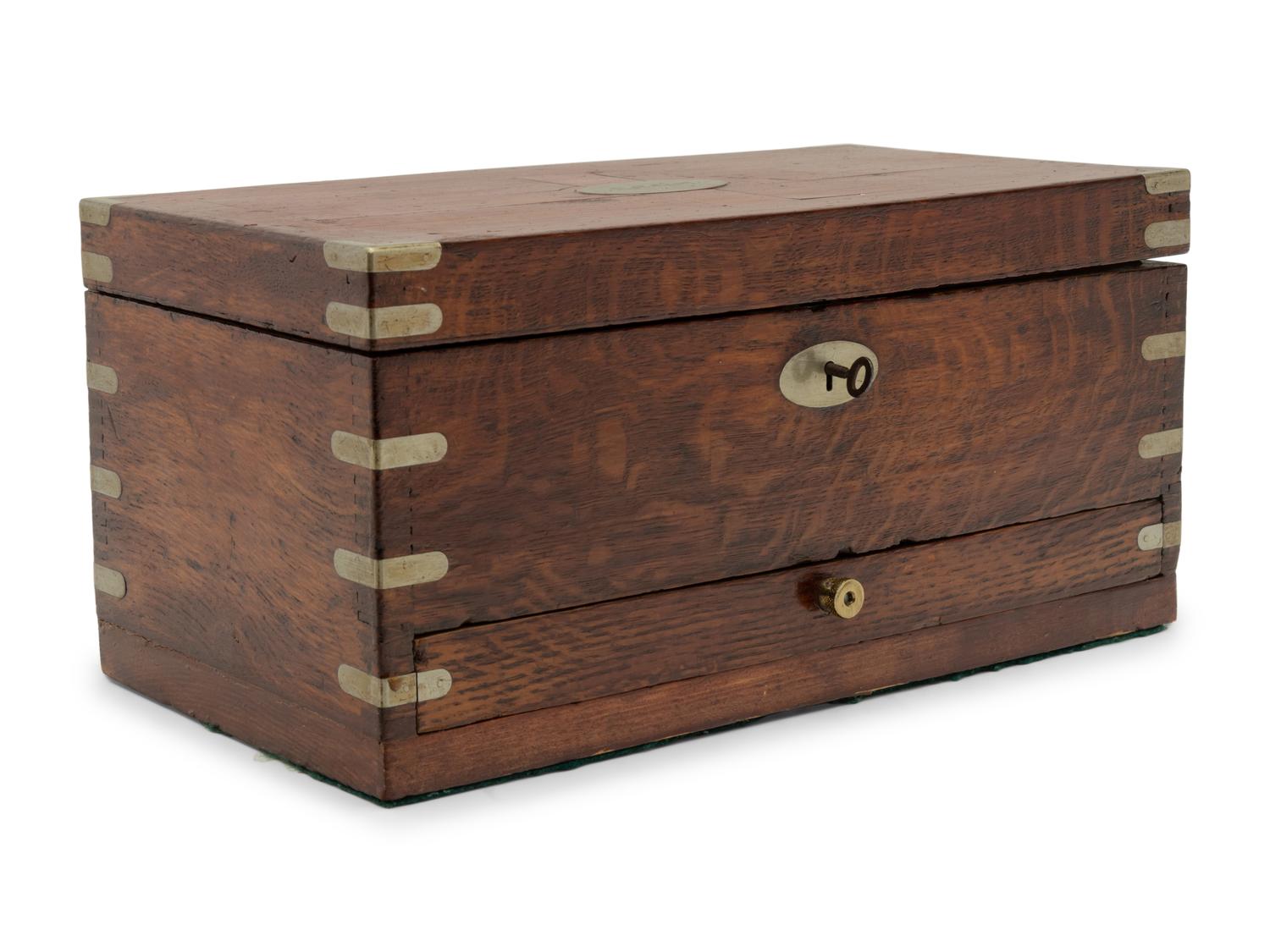 A Regency Brass Mounted Oak Cased Drawing Set