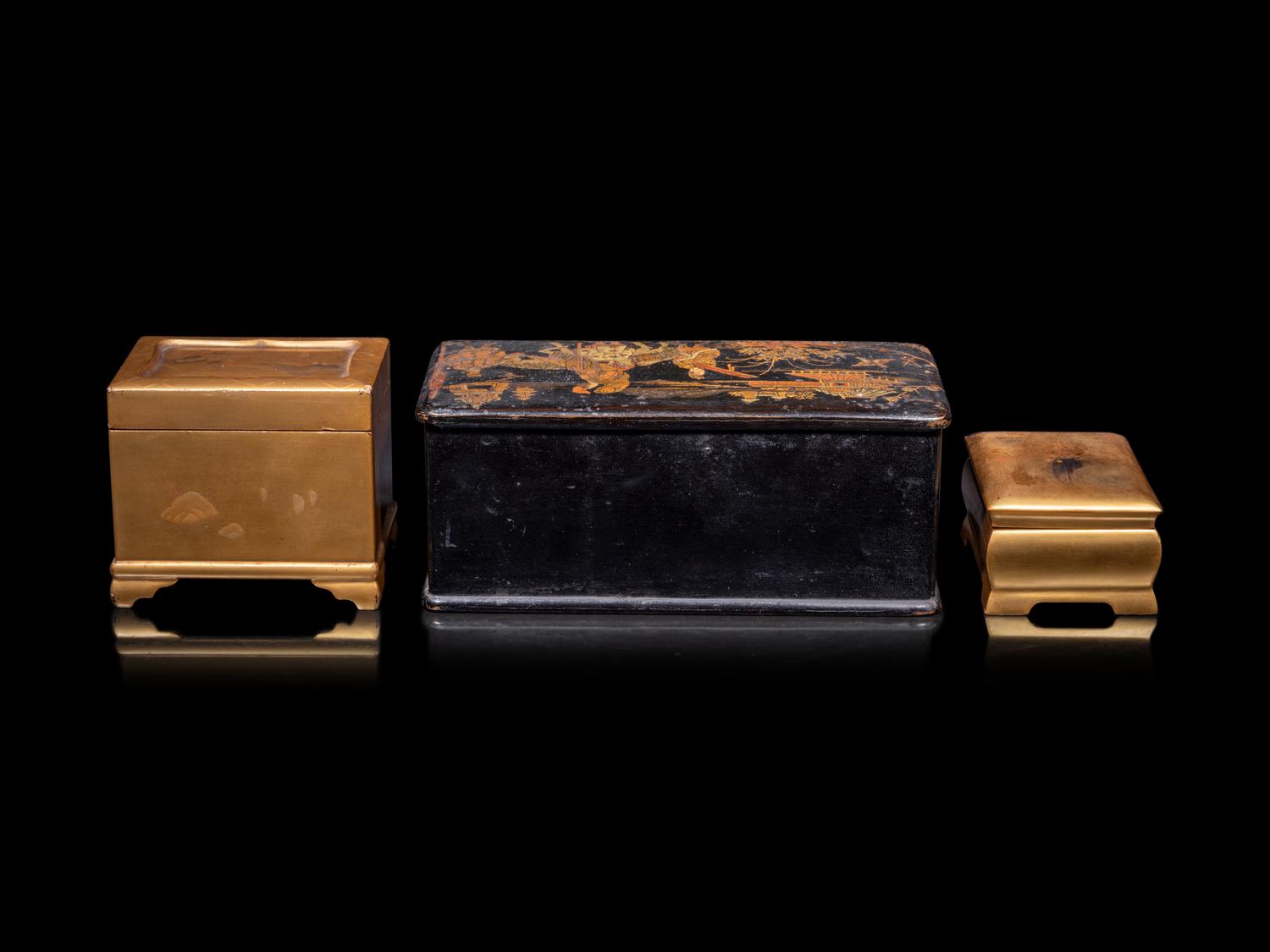 Three Gilt Lacquer Scholar's Objects