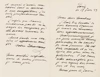 STRAVINSKY, Igor (1882-1971). Autograph letter signed ("Stravinsky"), in French, to conductor Pierre Monteux. Paris, 17 February 1939.