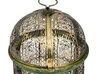 A North European Brass and Polychrome Painted Bird Cage