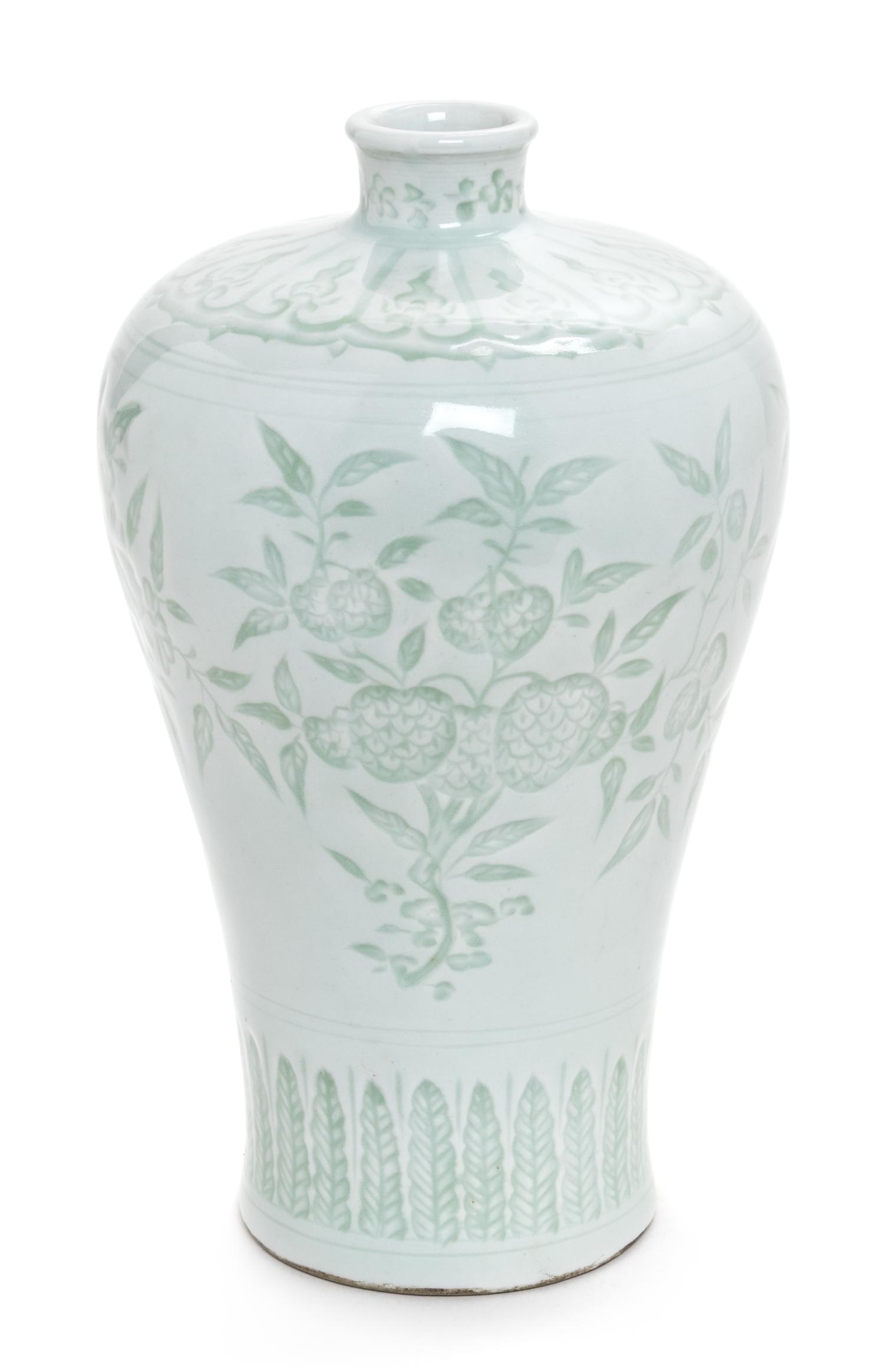 A White Glazed Porcelain Vase, Meiping Height 8 1/4 inches. — LATE 19TH CENTURY