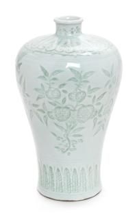 A White Glazed Porcelain Vase, Meiping Height 8 1/4 inches. — LATE 19TH CENTURY