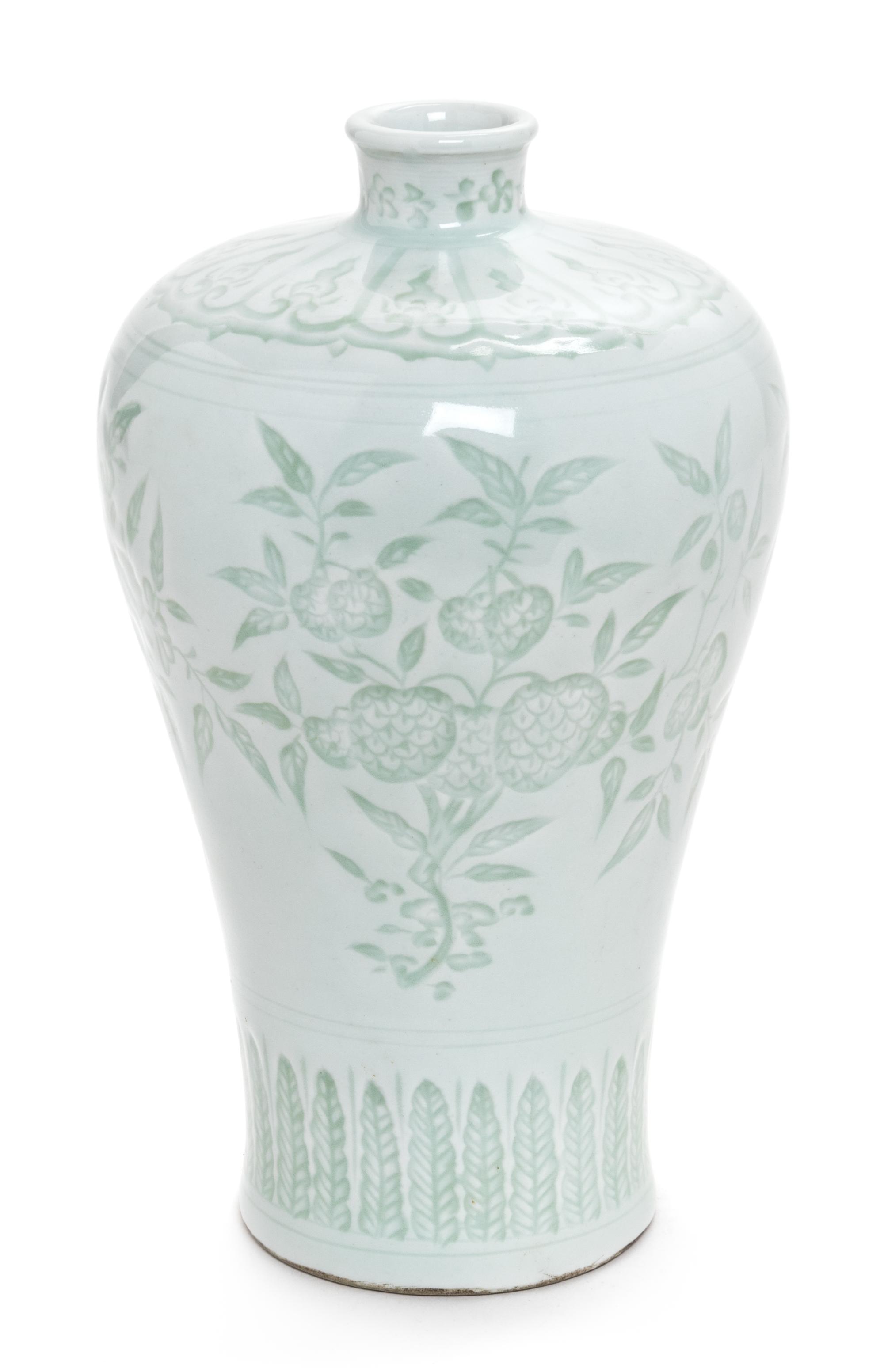 A White Glazed Porcelain Vase, Meiping Height 8 1/4 inches. — LATE 19TH CENTURY