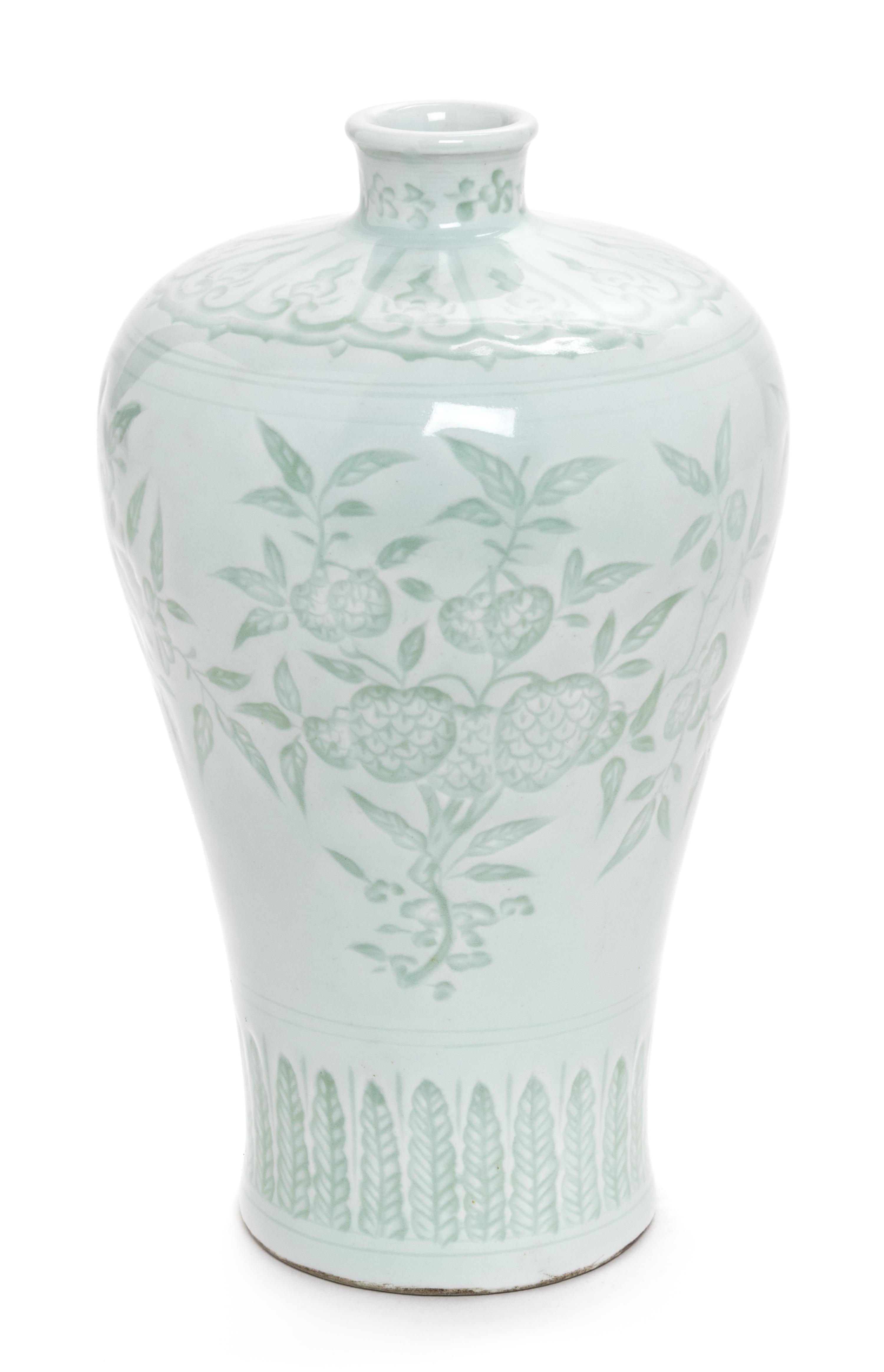 A White Glazed Porcelain Vase, Meiping Height 8 1/4 inches. — LATE 19TH CENTURY