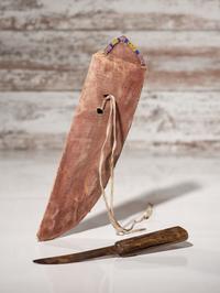 Crow Beaded Parfleche Knife Case, with Knife