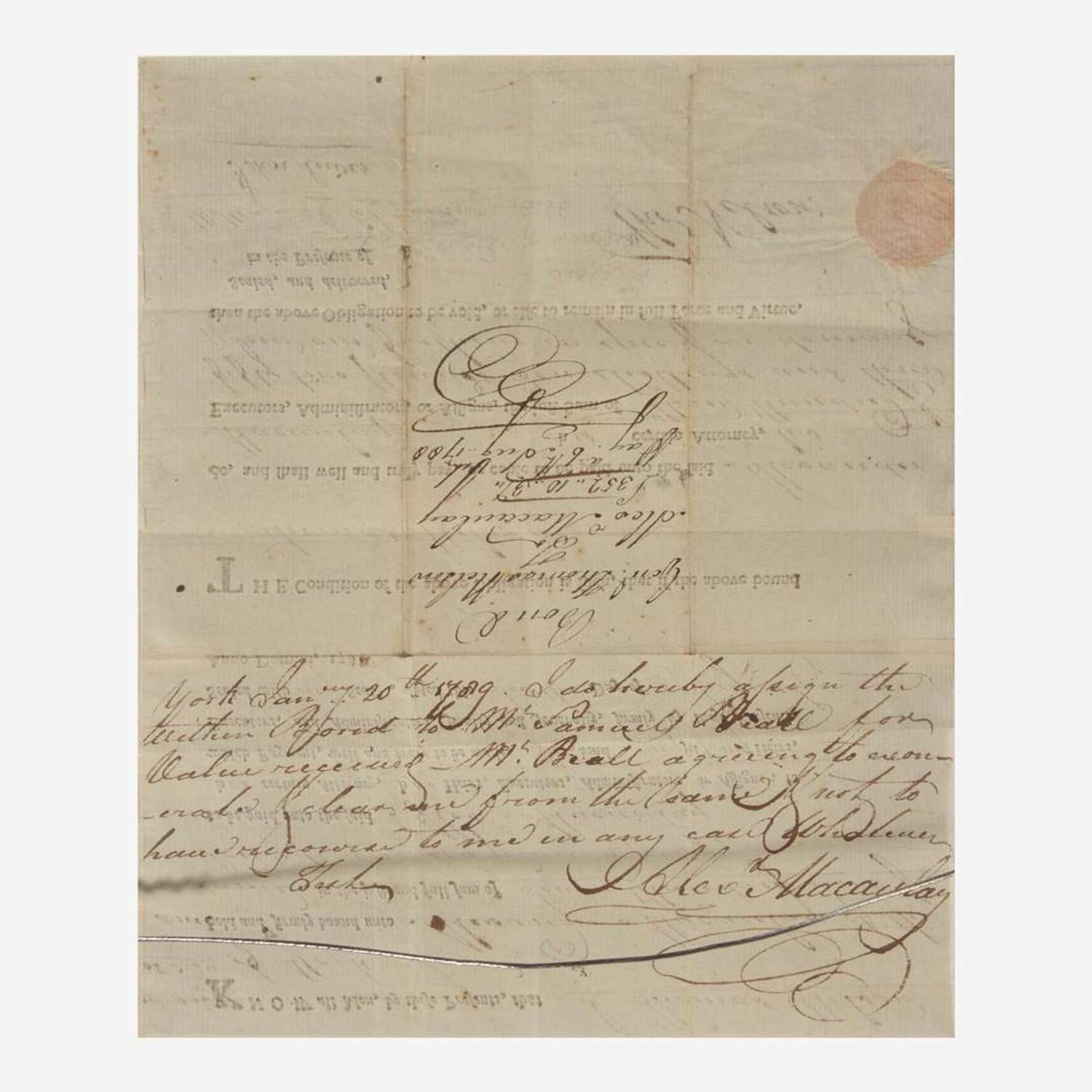 [Declaration of Independence] [Virginia] Nelson, Thomas, Jr. Partially-Printed Document, signed