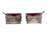 A Pair of American Silver and Glass-Lined Salt Cellars