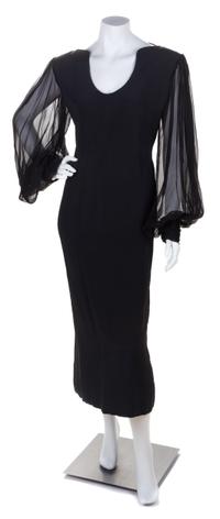 A Galanos Black Evening Dress, No size.
