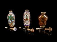 Three Chinese Cloisonné Enameled Snuff Bottles