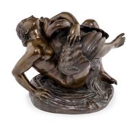 A Continental Bronze Figural Group of Leda and the Swan