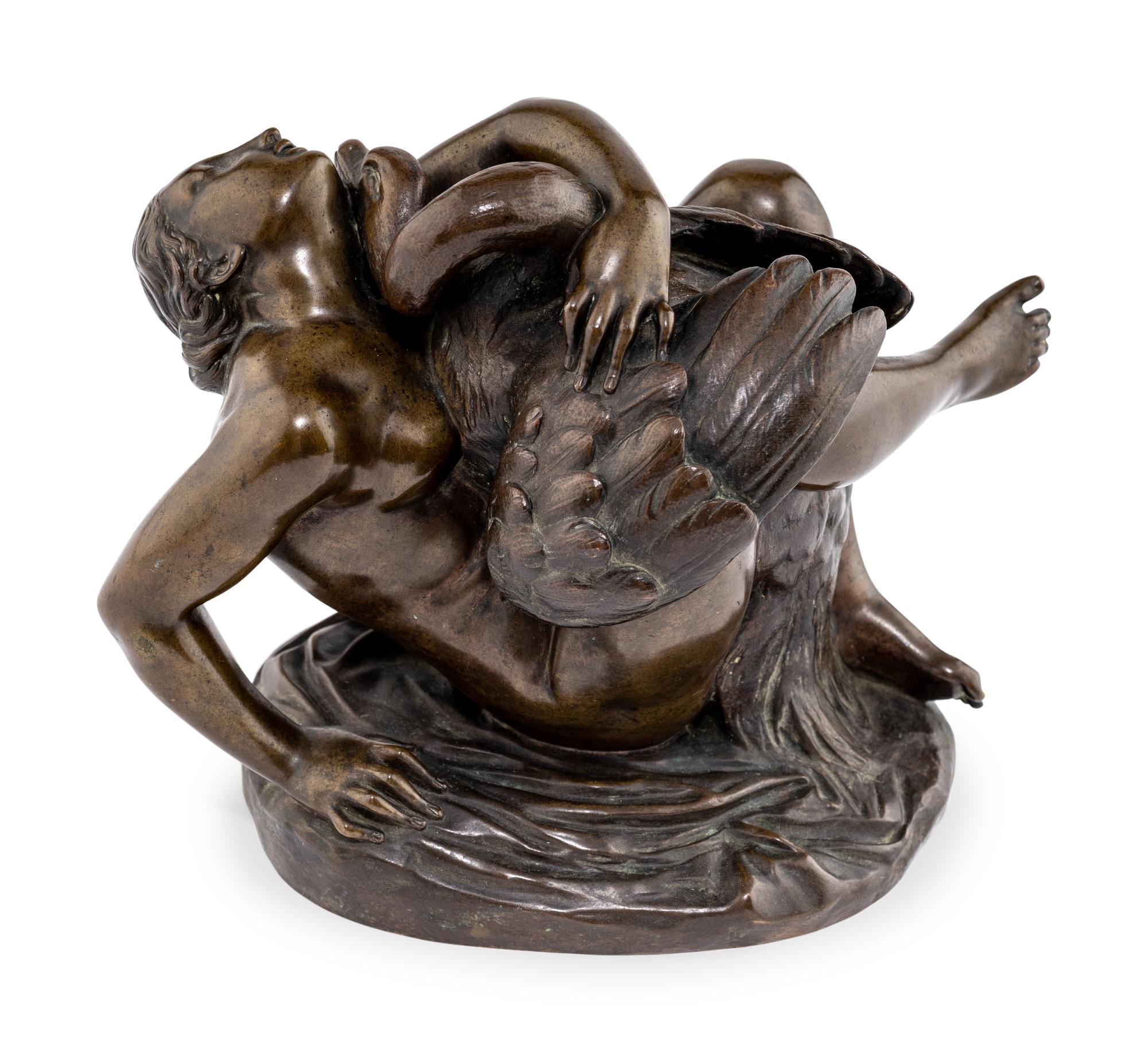 A Continental Bronze Figural Group of Leda and the Swan