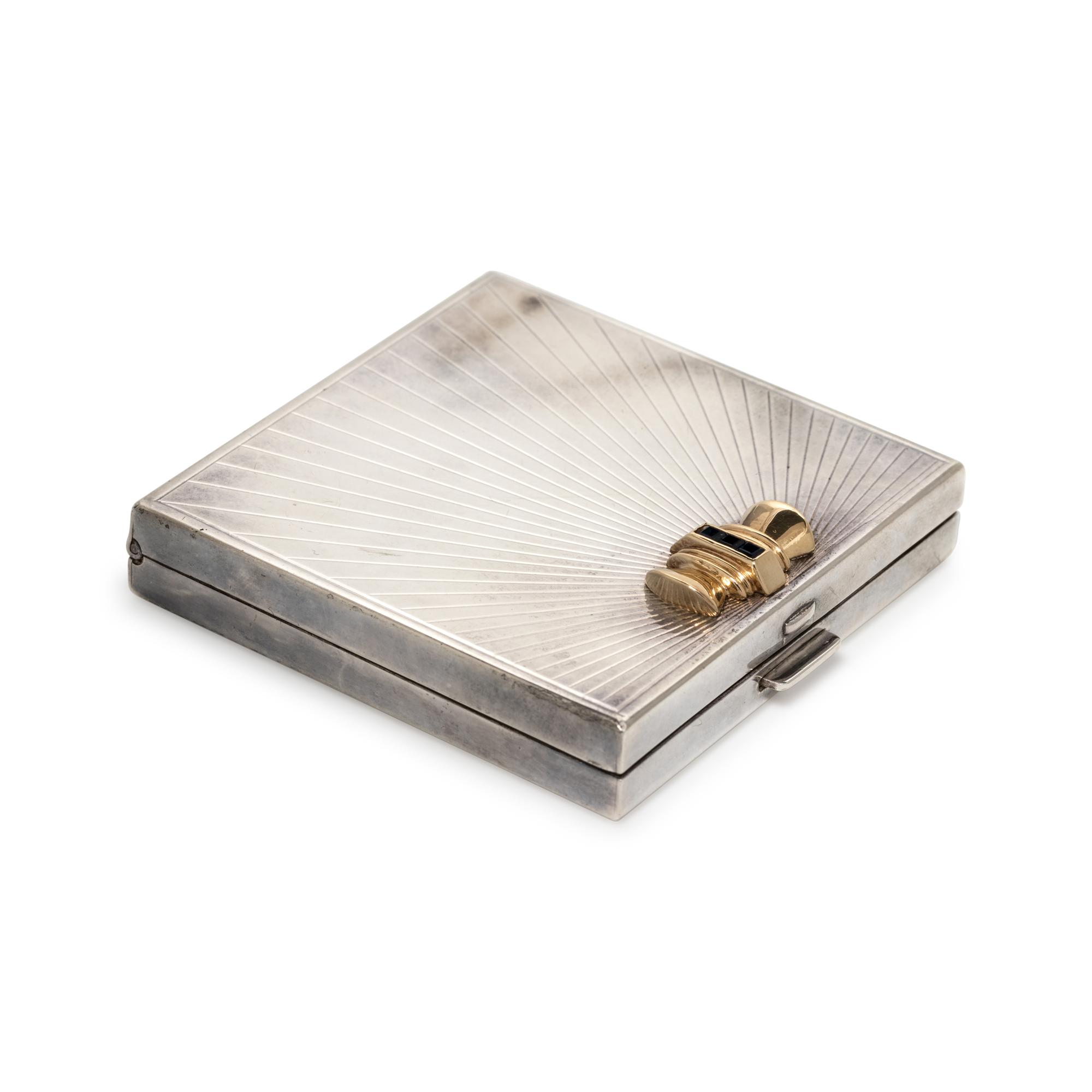 TIFFANY & CO., STERLING SILVER, YELLOW GOLD AND SAPPHIRE COMPACT