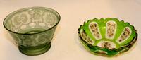 Two Bohemian Glass Bowls Diameter of larger 8 1/2 inches. — 19TH/20TH Century