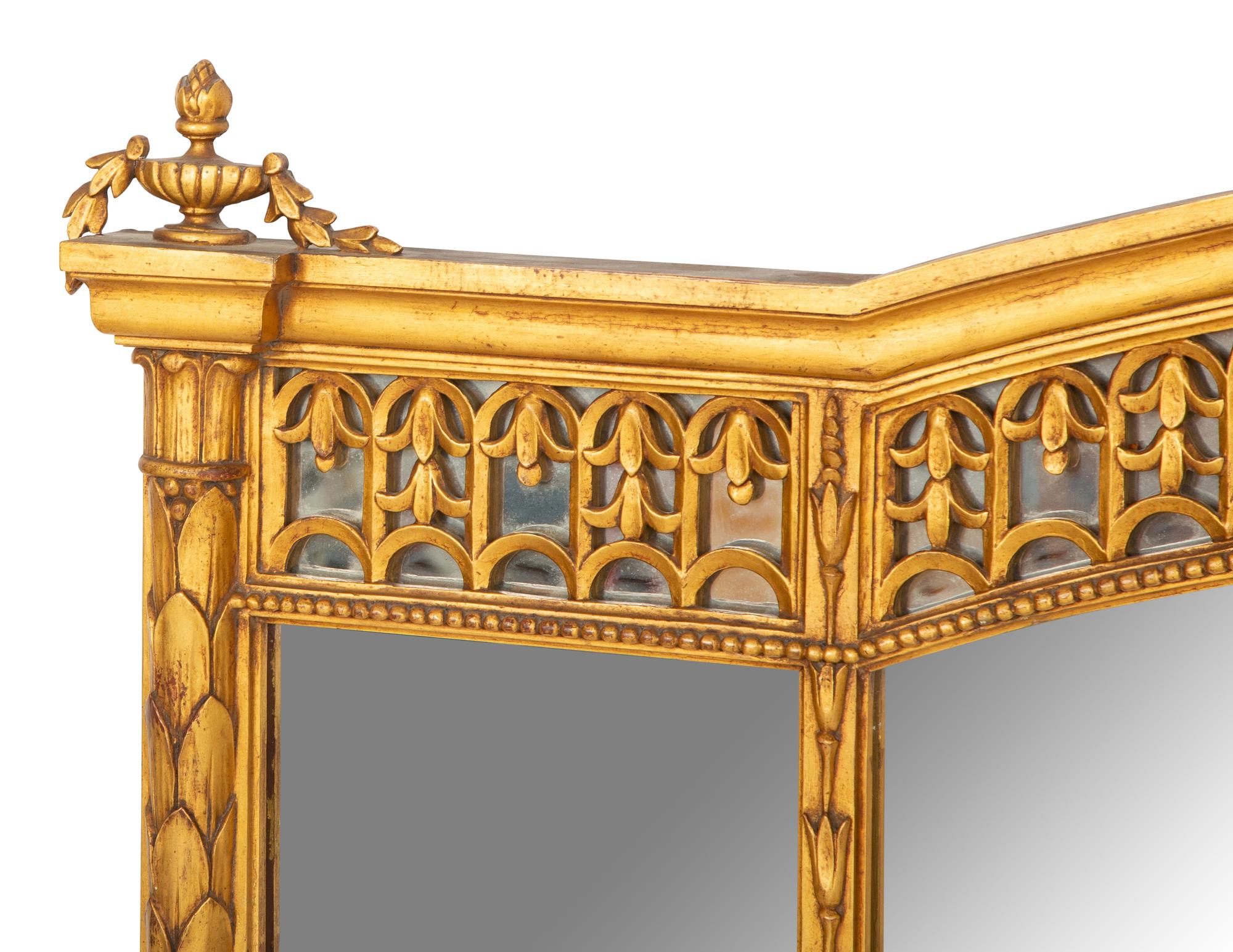 A Neoclassical Style Giltwood Overmantel Mirror