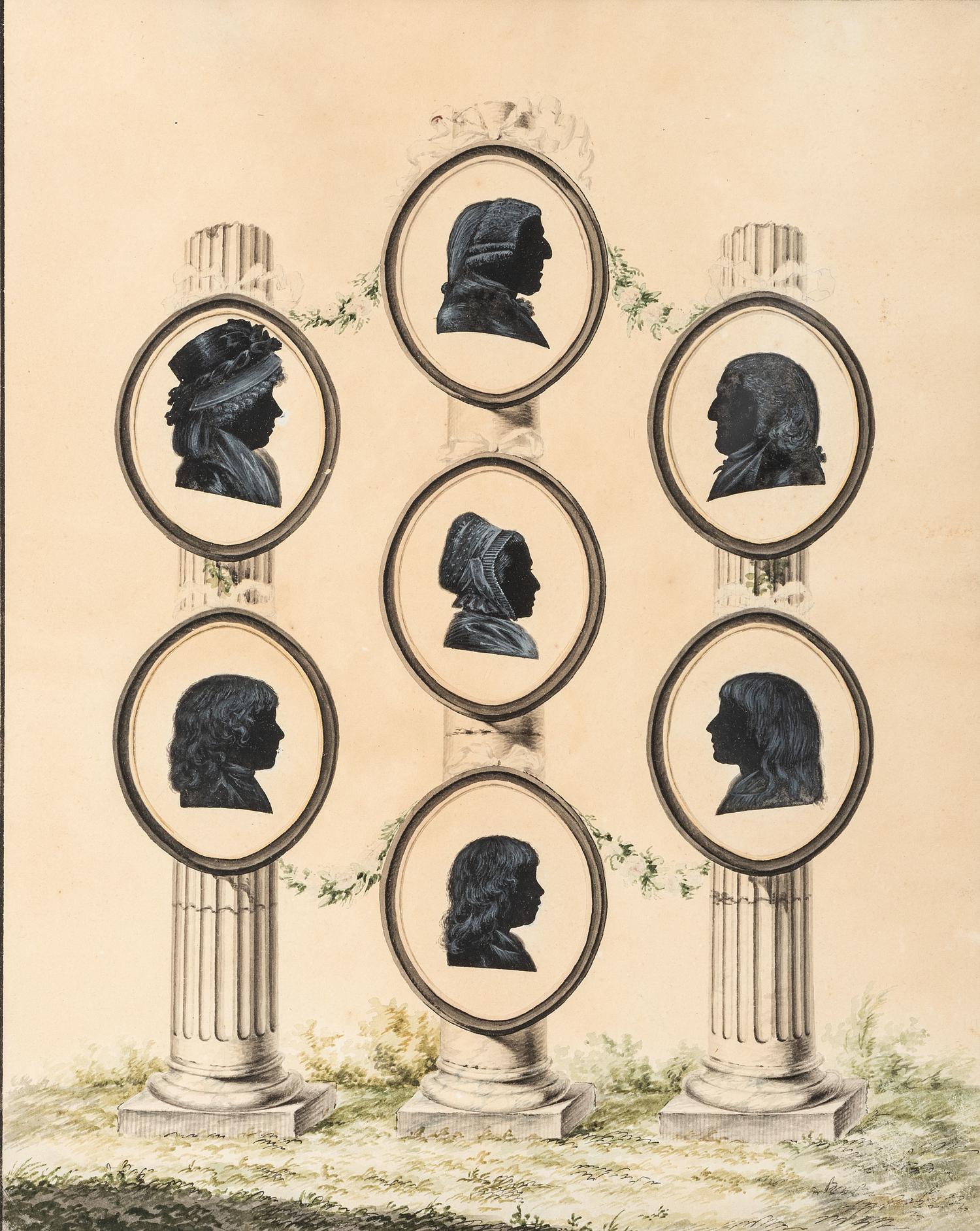 A Watercolor Silhouette Portrait Family Tree