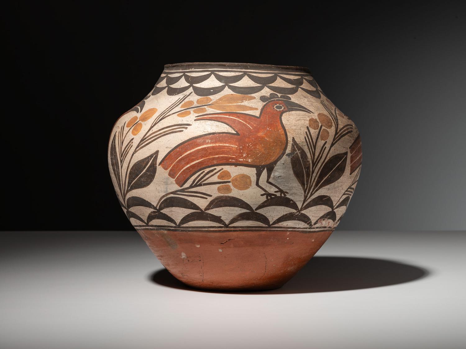 Zia Four Color Pottery Olla, with Parrots