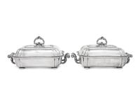 Two English Silver-Plate Covered Entrée Dishes